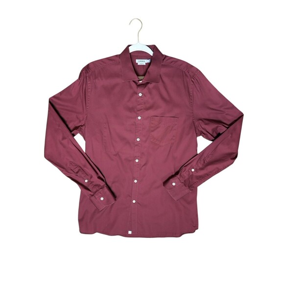 J. Lindeberg Button Down Shirt Slim Fit Men's Large Dani Twill Oxford Burgundy - Picture 4 of 11